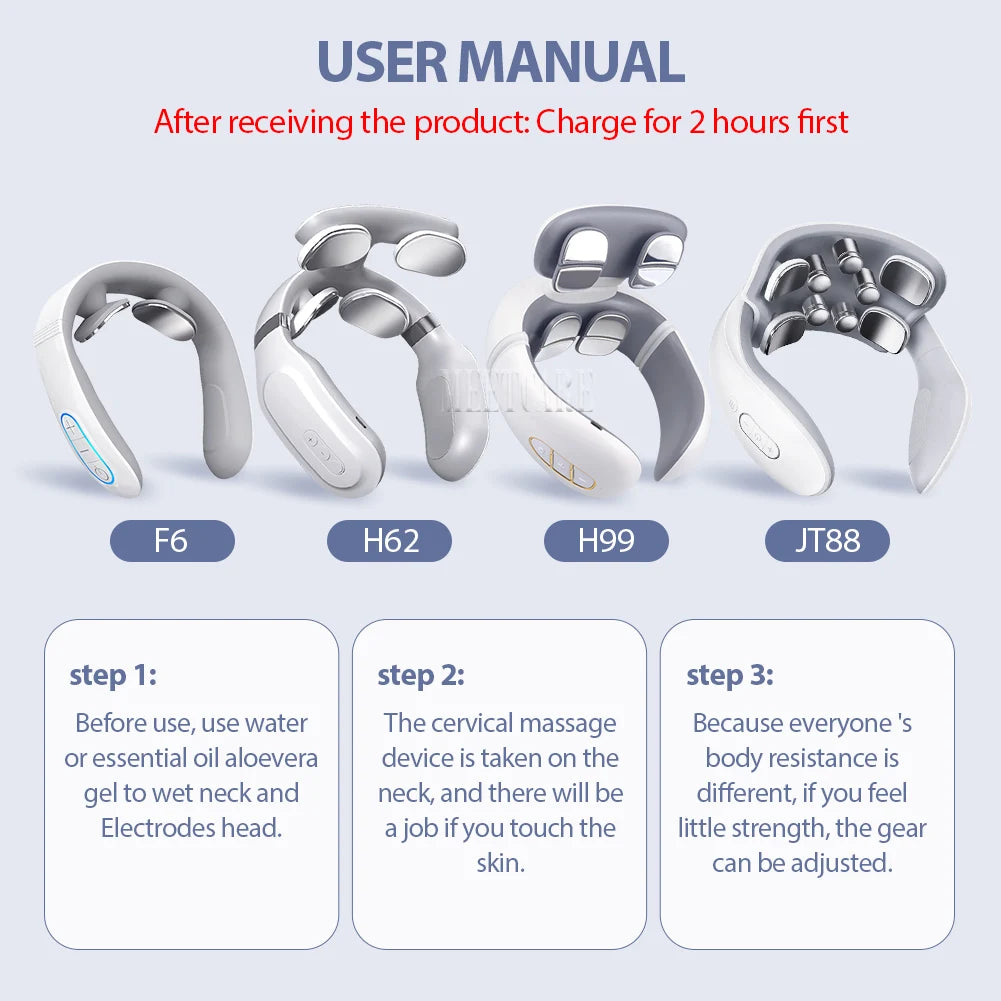 Smart Back Neck Massager with Heating TENS Pulse Cervical Muscle Massage Wireless Shoulder Care Device