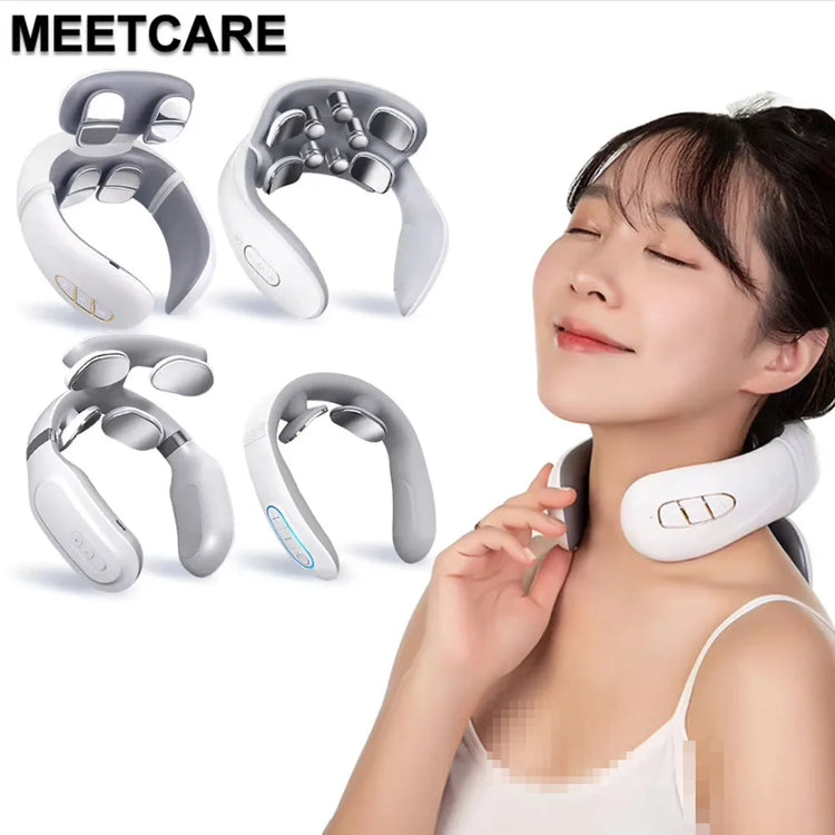 Smart Back Neck Massager with Heating TENS Pulse Cervical Muscle Massage Wireless Shoulder Care Device