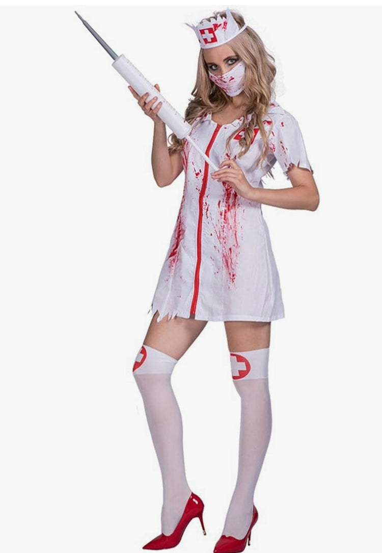 Women's Zombie Nurse Costume – Bloody Nurse Dress Halloween Outfit