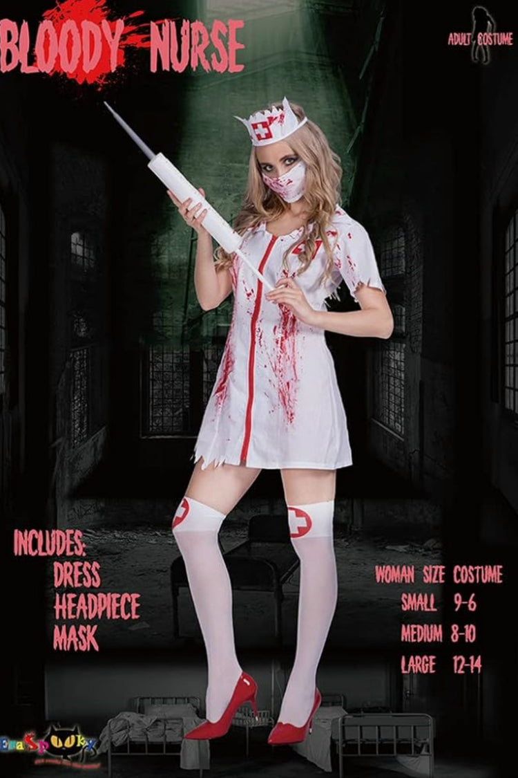 Women's Zombie Nurse Costume – Bloody Nurse Dress Halloween Outfit